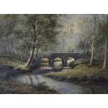 William Henry Burns - MINNOWBURN BRIDGE, BELFAST - Oil on Canvas - 18 x 24 inches - Signed