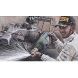 Stephen Doig - LEWIS HAMILTON - Pastel on Paper - 10 x 16 inches - Signed