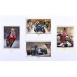 Stephen Doig - MOTOR SPORT HEROES - Set of Four Limited Edition Colour Prints - 6 x 10 inches -