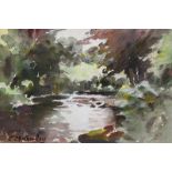 Charles McAuley - RIVER IN THE GLENS - Watercolour Drawing - 5 x 7.5 inches - Signed