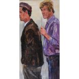 Robert Taylor Carson, RUA - WATCHING - Oil on Board - 19 x 10 inches - Signed