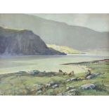 James Humbert Craig, RHA RUA - SILVER MIST, LOUGH FINN, COUNTY DONEGAL - Coloured Print - 15 x 21