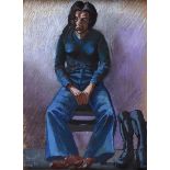 Brendan Ellis - TIRED - Pastel on Paper - 24 x 13 inches - Signed