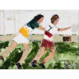 Colin Flack - THE BIG MATCH - Oil on Canvas - 11 x 15 inches - Signed