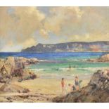 James Humbert Craig, RHA RUA - BATHING ON THE ANTRIM COAST - Oil on Canvas - 14 x 16 inches -