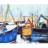 Dennis Orme Shaw - PORTAVOGIE HARBOUR - Oil on Canvas - 10 x 12 inches - Signed