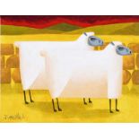 Graham Knuttel - TWO SHEEP - Oil on Canvas - 11 x 14 inches - Signed