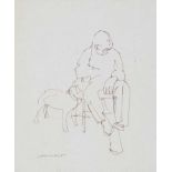 Colin Davidson - BASIL & DOG - Pen & Ink Drawing - 7 x 5.5 inches - Signed