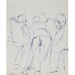 George Campbell, RHA RUA - STREET GAMES - Pen & Ink Drawing - 10 x 8 inches - Signed