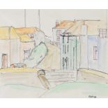 Basil Rakoczi - AN IRISH VILLAGE - Pen & Ink Drawing with Watercolour Wash - 8 x 9 inches - Signed