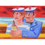 Graham Knuttel - TWO SAILORS - Pastel on Paper - 22 x 29 inches - Signed