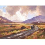 Donal McNaughton - ON THE ROAD HOME IN THE GLENS - Oil on Board - 18 x 24 inches - Signed