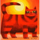 Graham Knuttel - CAT IN THE SUNLIGHT - Oil on Canvas - 12 x 12 inches - Signed