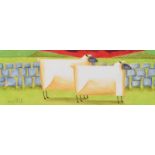 Graham Knuttel - TWO SHEEP - Pastel on Paper - 10 x 29 inches - Signed