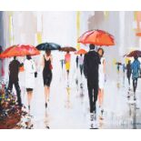 Holly Hanson - WET DAY, BELFAST - Oil on Board - 20 x 24 inches - Signed