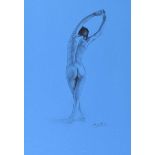 George Henry Smyth - STANDING FEMALE NUDE STUDY - Pencil on Paper - 20 x 14 inches - Signed