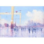 Colin H. Davidson - HARLAND & WOLFF, SUNSHINE & SHOWERS - Oil on Board - 8 x 11 inches - Signed