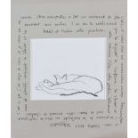 French School - CAT RESTING - Pencil on Paper - 4.5 x 5.5 inches - Unsigned