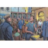 James McDonald - STREET PERFORMER - Oil Pastel - 23 x 33 inches - Signed