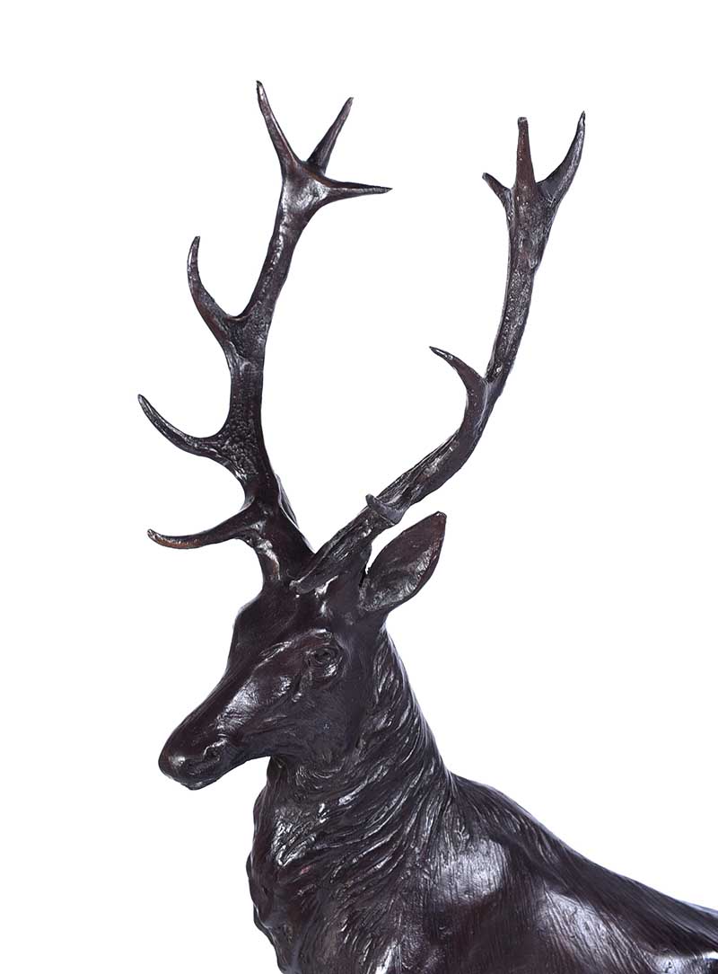 PAIR OF BRONZE STAGS - Image 4 of 8