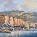Colin Gibson - FISHING VILLAGE, BAY OF NAPLES - Oil on Board - 15 x 15 inches - Signed