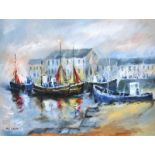 Niall Campion - BOATS IN ARKLOW HARBOUR, COUNTY WICKLOW - Oil on Canvas - 18 x 24 inches - Signed