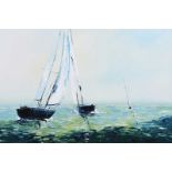 Hannah O'Hanlon - SAILING ON A CLEAR DAY - Oil on Board - 16 x 24 inches - Signed