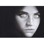 Eastern School - GIRL WITH THE GREEN EYES - Charcoal on Paper - 8 x 10 inches - Signed in Monogram