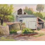 John Luke, RUA - THE FARM YARD - Watercolour Drawing - 9 x 11 inches - Signed