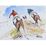 Alan Beers - ON THE LAST TURN - Pen & Ink Drawing with Watercolour Wash - 14 x 20 inches - Signed