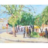 Robert Taylor Carson, RUA - THE SQUARE, ALBUFEIRA, PORTUGAL - Oil on Board - 12 x 14.5 inches -