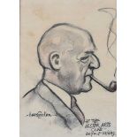 Harry Cooke Knox - AT THE ULSTER ARTS CLUB - Charcoal on Paper - 11 x 8 inches - Signed