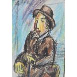 English School - SEATED GENT - Pastel on Paper - 11 x 8 inches - Signed in Monogram