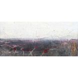 Colin Flack - RED POPPIES ON THE SHORE - Oil on Board - 6 x 13 inches - Signed