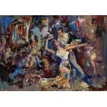 George Campbell, RHA RUA - THE DANCERS - Oil on Board - 8 x 12 inches - Signed