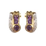 18CT GOLD AMETHYST AND DIAMOND EARRINGS