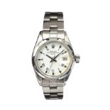ROLEX STAINLESS STEEL OYSTER PERPETUAL DATE LADY'S WRIST WATCH