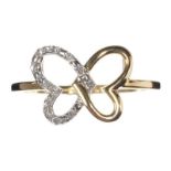 9CT GOLD BUTTERFLY RING SET WITH DIAMONDS
