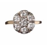 10CT GOLD AND DIAMOND CLUSTER RING