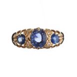 18CT GOLD SAPPHIRE AND DIAMOND RING