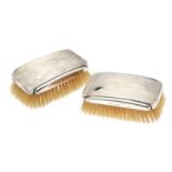 PAIR OF STERLING SILVER BACKED BRUSHES AND COMB WITH FITTED BOX