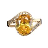 14CT GOLD CITRINE DRESS RING