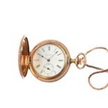 WALTHAM GOLD-TONE POCKET WATCH WITH CHAIN