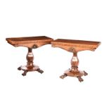 PAIR OF ROSEWOOD WILLIAM IV TURN OVER LEAF CARD TABLES