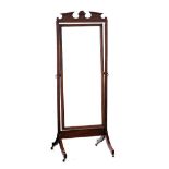 EDWARDIAN MAHOGANY CHEVAL MIRROR