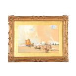 GILT FRAMED OIL - FRANK MASON - FISHING BOATS