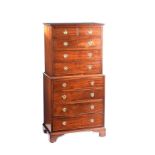 MAHOGANY CHEST ON CHEST