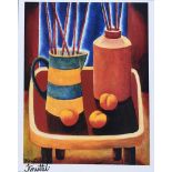 Graham Knuttel - STILL LIFE, JUG & PEACHES - Coloured Print - 20 x 15.5 inches - Signed