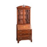 EDWARDIAN INLAID BUREAU BOOKCASE