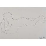 Vernon P. Carter - FEMALE NUDE STUDY - Pen & Ink Drawing - 16.5 x 23 inches - Signed